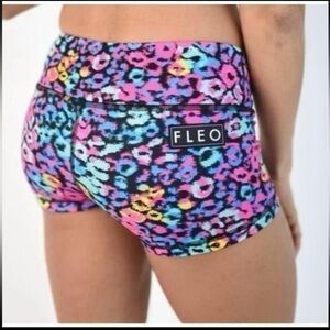 FLEO Power High Rise shorts in the "Miami Leopard" print Size Small